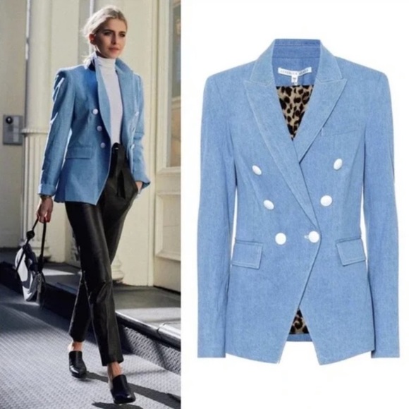 Veronica Beard Miller Dickey Denim Blazer Jacket 4 - Picture 1 of 11